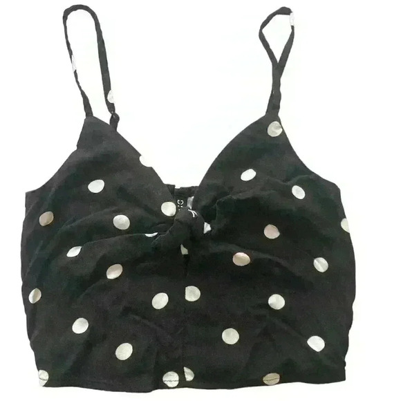 H&M Black And White Polka Dot Crop Top Size XXS  adjustable straps - Picture 1 of 7